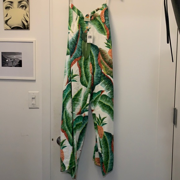 FARM Rio Tropical Print Wide Leg Pants - Green and White - Picture 3 of 9